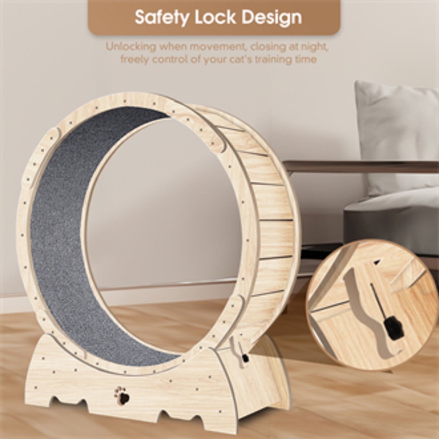 Cat Exercise Wheel For Indoor Cats, Running Wheel With Carpeted Runway