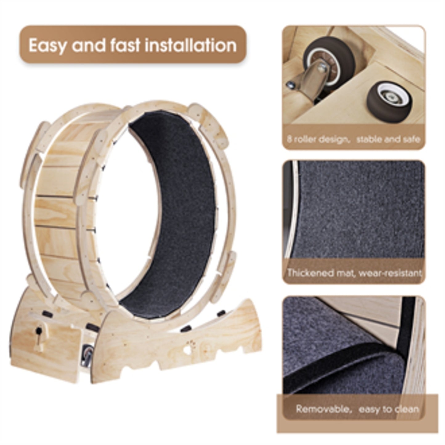 Cat Exercise Wheel For Indoor Cats, Running Wheel With Carpeted Runway