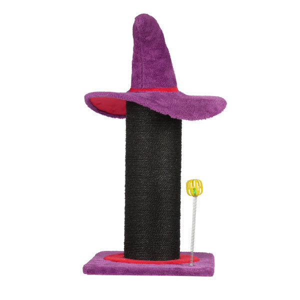 Wizard Hat Cat Scratching Post with Spring Ball Toy for Indoor Cats Halloween Sp