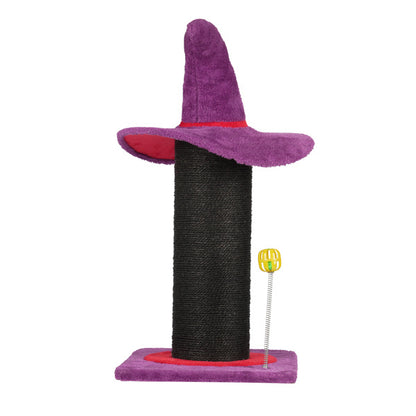 Wizard Hat Cat Scratching Post with Spring Ball Toy for Indoor Cats Halloween Sp