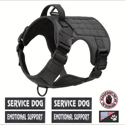 Hiphoppet US Local Tactical Service Dog Harness Vest Adjustable Reflective No Pulling Large Dog Harness With Metal Buckle