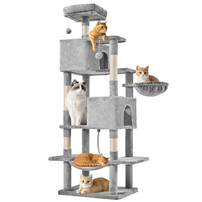 Cat Tree Tower, Large Multi-Cat Climbing Extended Platform, Hammock, Pet House For Indoor Cats And Kittens Play