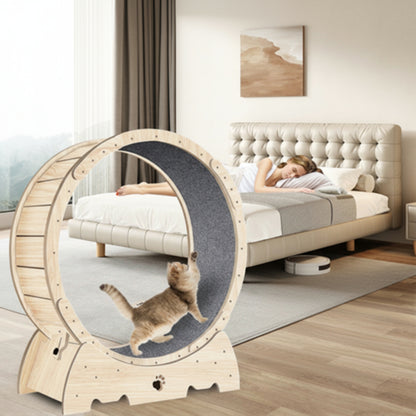 Cat Exercise Wheel For Indoor Cats, Running Wheel With Carpeted Runway